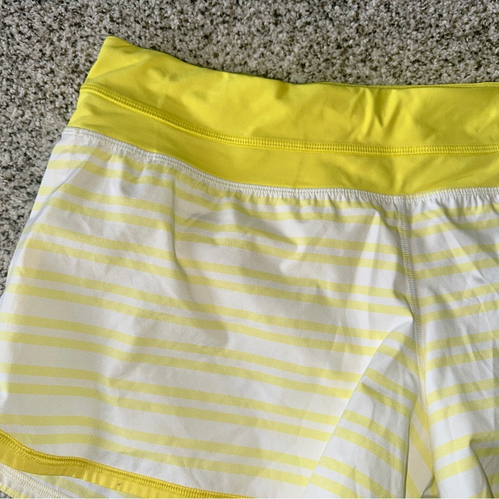 Awesome lululemon Groovy Run Shorts size 10 tall yellow stripped - Picture 2 of 5